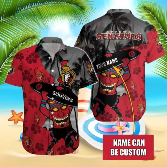Discover Ottawa Senators Tiki Vibes Hawaiian Shirt aloha baseball fan shirt
