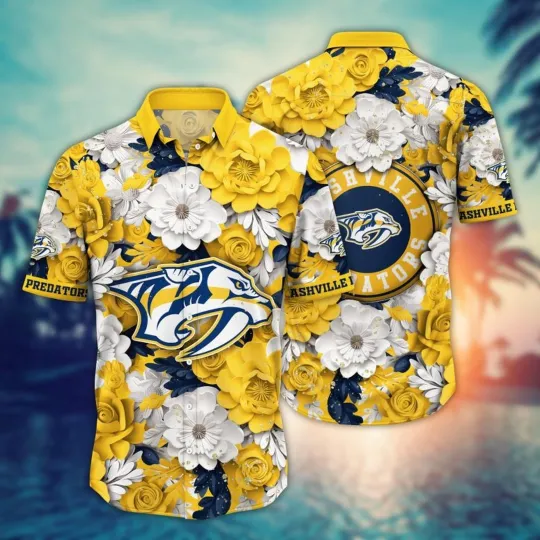 Discover Nashville Predators Floral Paradise Hawaiian Shirt aloha baseball fan shirt