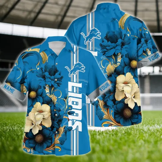 Discover Detroit Lions Floral Fusion Hawaiian Shirt