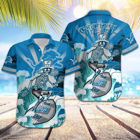 Discover Detroit Lions Grateful Surfer Hawaiian Shirt