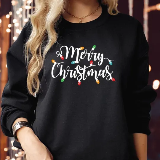 Discover SWEATSHIRT (5307) Merry Christmas Light Festive Xmas Gift for Women Kids Jumper