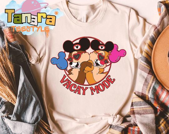 Discover Retro 90s Mickey & Friends Chip And Dale Balloon T-Shirt, Crop Top, Disney Vacation Mode Tee, WDW Disneyland Family Holiday Gift