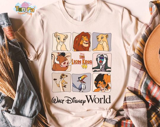 Discover Retro 90s Walt Disney World Lion King Hakuna Matata Tee, Crop Top, Characters Group Shot, WDW Family Birthday Gift, Disney Park Shirt