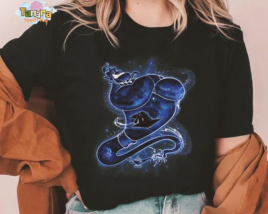 Discover Aladdin Genie Portrait Magic Silhouette Collage Tee, Crop Top, Disney WDW Magic Kingdom Disneyland Trip Family Vacation Holiday Gift