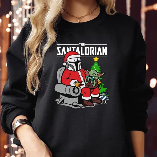 The Santalorian Sweatshirt Funny Star Wars Christmas Grogu Xmas Gift Sweatshirt