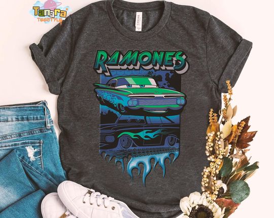 Discover Retro 90s Disney Pixar Cars Ramones Tee, Crop Top, Big Flames Design, Magic Kingdom Gift, Tow Mater McQueen Shirt, Family Birthday Present
