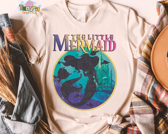 Discover Retro 90s Disney Little Mermaid Poster Tee, Crop Top, Vintage Style Design, Magic Kingdom Trip Gift, Family Birthday Present