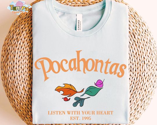 Discover Retro 90s Disney Princess Pocahontas T-Shirt, Crop Top, Listen With Your Heart Quote Design, Magic Kingdom Collection, Family Birthday Gift