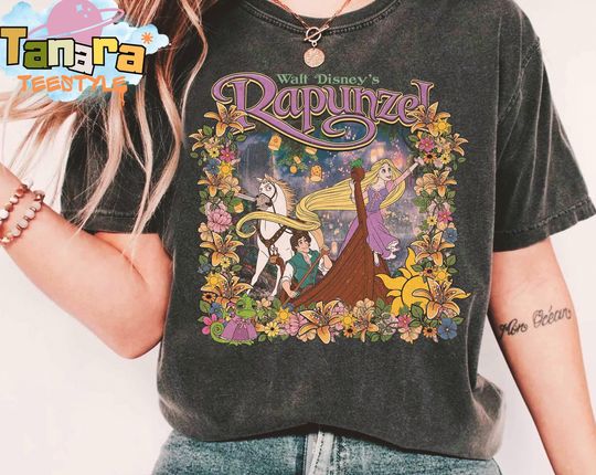 Discover Retro 90s Disney Tangled Characters Tee, Crop Top, Group Shot Design, Rapunzel Flynn Rider Shirt, Magic Kingdom Holiday Family Birthday Gift