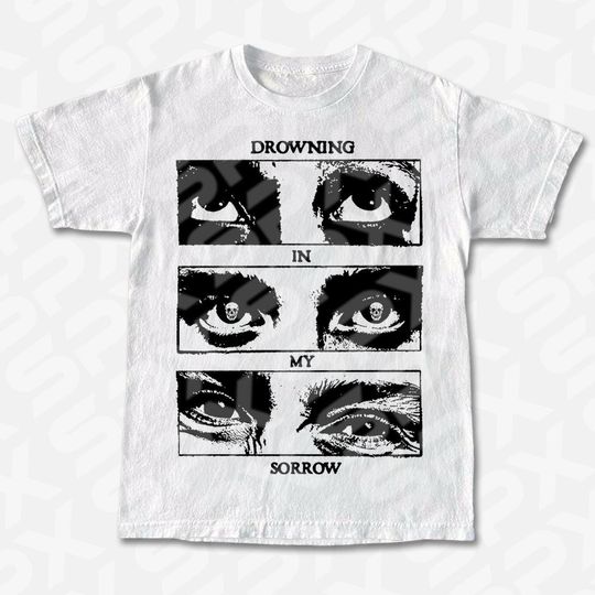 Discover Vintage Drowning In My Sorrow Graphic T-Shirt, Retro Illustration, Unisex Aesthetic Tee