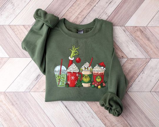 Discover funny character Sweatshirt, funny character Shirt, Grin Shirt, Grin Sweatshirt, funny character Coffee Drink Shirt, Christmas Coffee Shirt, Funny Christmas