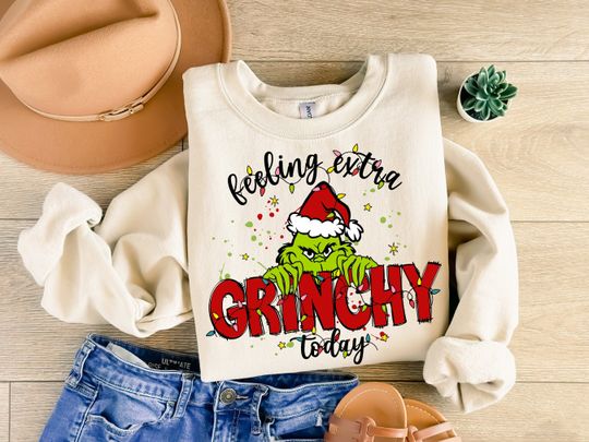 Discover Feeling Extra Grin Today Christmas Sweatshirt, Funny funny character Shirt, funny character Sweatshirt, Grin Sweatshirt, Christmas Tee, funny character Shirt