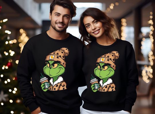 funny character Boujee Christmas Sweatshirt, funny character Leopard Unisex Shirt, Grin Coffee Shirt, Merry Grin Tees, funny character Leopard Hoodie,