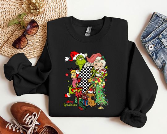 Discover Retro funny character Sweatshirt: Funny Grin Xmas Gift