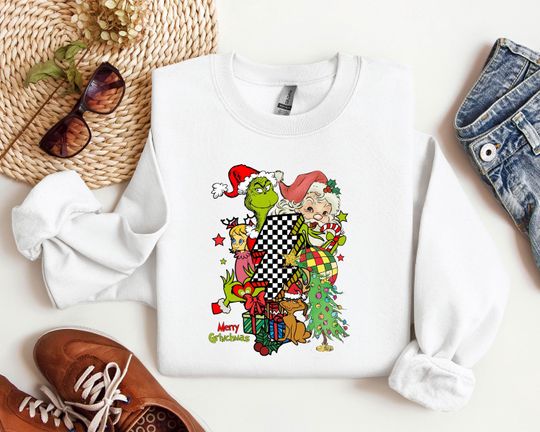 funny character Sweatshirt Merry Grin Sweatshirt, Retro Whoville Christmas funny character Gift, Grin Xmas Funny funny character Sweatshirt Christmas Gift