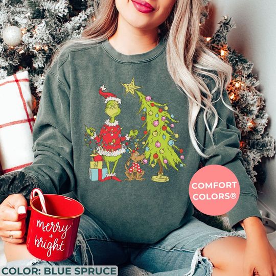 Discover Comfort Colors funny character Christmas Sweatshirt: Retro Whimsical Tree, Max Gift