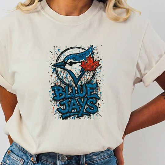 Toronto Blue Jays Baseball T-Shirt Canada Maple Leaf Graffiti Urban Style Unisex Fan Gift