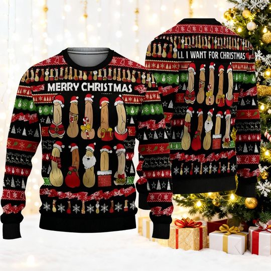 Discover Funny Dirty Ugly Christmas Sweater  Retro Vintage Unisex Holiday Sweater, Hilarious Family Matching Outfit, Unique Christmas Party Gift