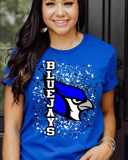 Discover Bluejays Shirt Custom School Shirt Mascot Shirt School Spirit Shirt Football Mom Shirt Game Day Shirt Splatter School Youth Shirt Sports