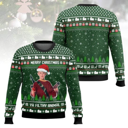 Home Alone Ugly Christmas Sweater Ya Filthy Animal Sweater Funny Xmas Gift for Men Women