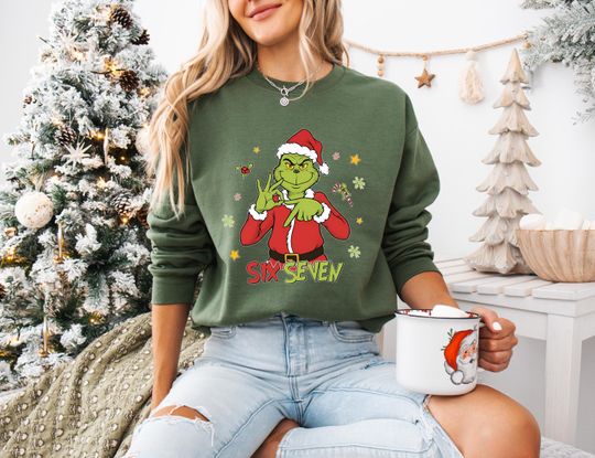 6 7 Couples funny character Christmas, Funny Matching Shirt, Trendy Tiktok Christmas Tees, 67 Trend Tshirt, Grin Six Seven Meme xmas