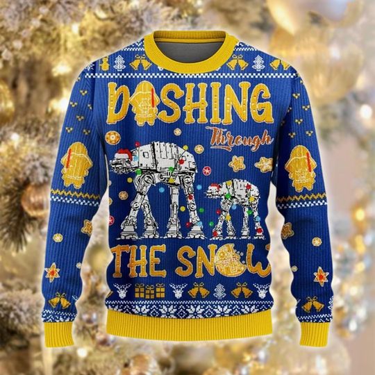 Discover Dashing Through The Snow Ugly Sweater, AT AT Walker Jumper, Xmas Gift, Imperial Force Holiday Sweatshirt