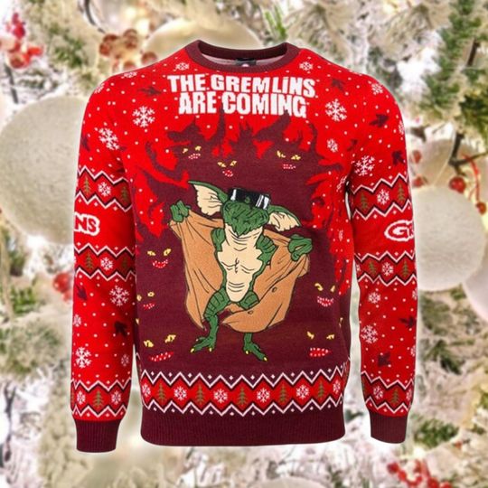 80s Movie Creature Ugly Christmas Sweater, Gremlin Monster Jumper, Horror Comedy Xmas Gift, Retro Holiday Sweatshirt