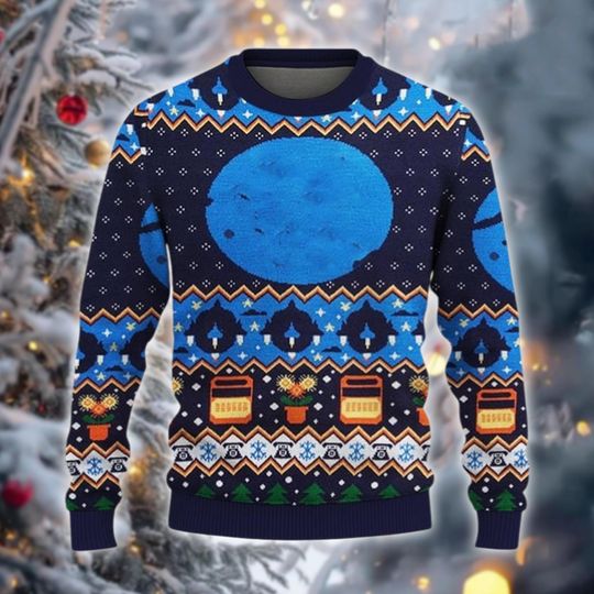Discover Space Travel Ugly Christmas Sweater, Cartoon Sci Fi Jumper, Planet Express Xmas Gift, Animation Holiday Sweatshirt