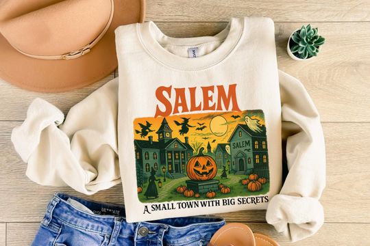Vintage Salem Halloween Sweatshirt,Witchy Salem Vibes Tee, Retro Fall Salem Witch Hunt Sweatshirt