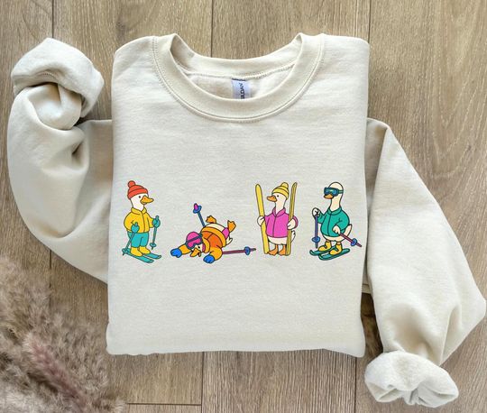 Discover Silly Goose Sweater, Funny Skiing Goose Pullover, Apres Ski Sweatshirt, Retro Skier Apparel