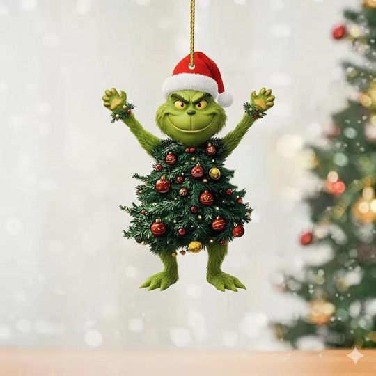 funny character Christmas Tree Acrylic Ornament, Funny Xmas Ornament, Christmas Ornament, funny character Ornament, Grin Ornament, Funny Grin Ornament