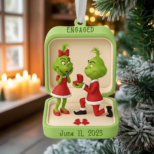Custom funny character Couple Engaged Acrylic Ornament, funny character Ornament, Couple Ornament, Christmas Ornament, Newlywed Ornament The funny character Xmas Decor