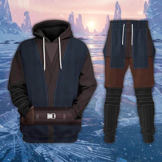 Jedi Knight Hoodie Joggers Sets, Robe Costume Outfit, Cosplay Tracksuit, Gift for Sci-Fi Fans, Galactic Apparel