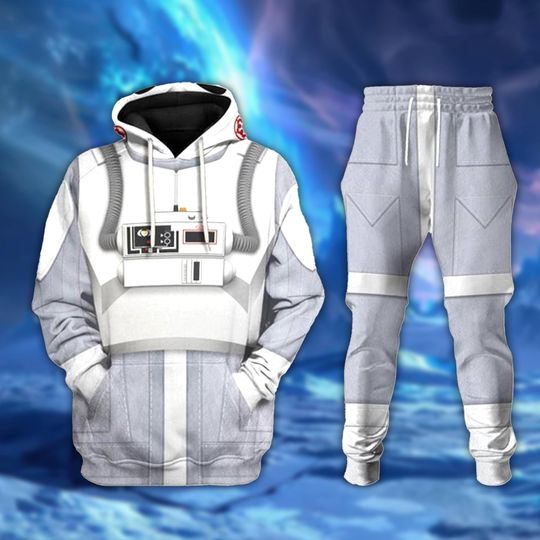 Discover Snow Trooper Hoodie Joggers Sets, White Astronaut Costume Outfit, Cosplay Tracksuit, Gift for Sci-Fi Fans, Galactic Apparel