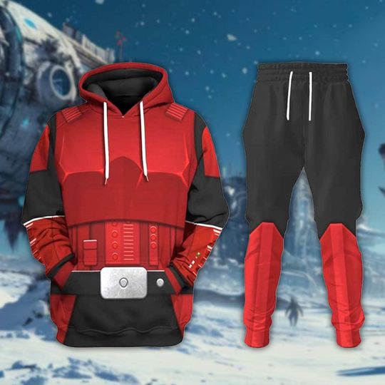 Discover Trooper Hoodie Joggers Sets, Armor Costume Outfit, Cosplay Tracksuit, Gift for Sci-Fi Fans, Galactic Soldier Apparel