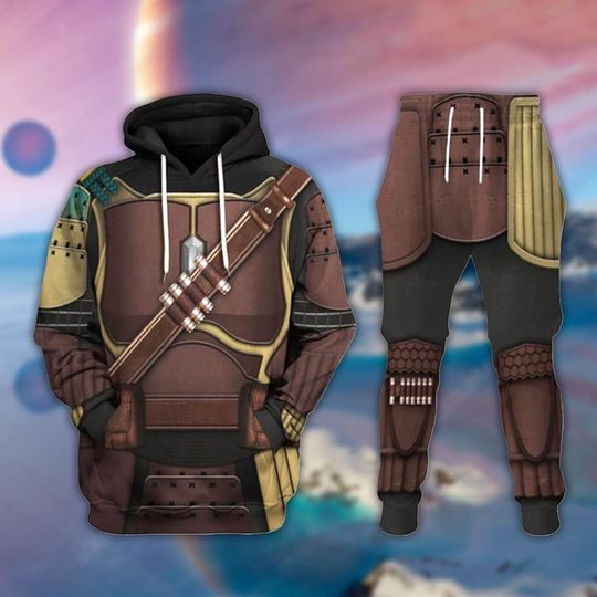 Discover Samurai Style Hoodie Joggers Sets, Brown Warrior Costume Outfit, Cosplay Tracksuit, Gift for Sci-Fi Fans, Galactic Apparel