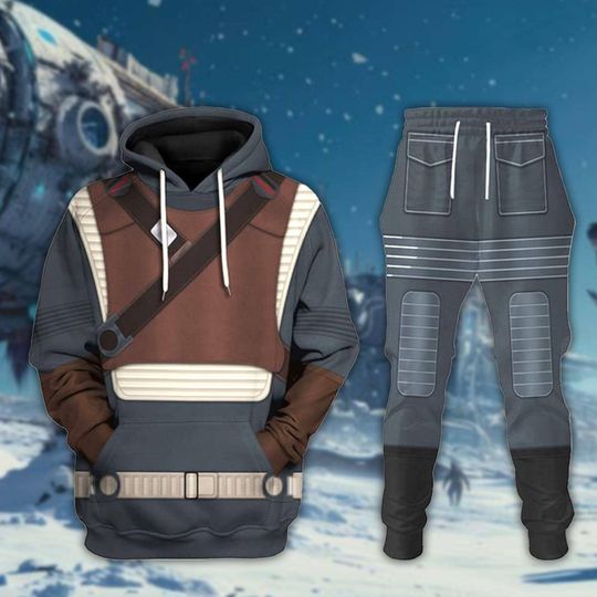 Discover Bounty Hunter Hoodie Joggers Sets, Brown Armor Costume Outfit, Cosplay Tracksuit, Gift for Fans, Galaxy Scavenger Apparel