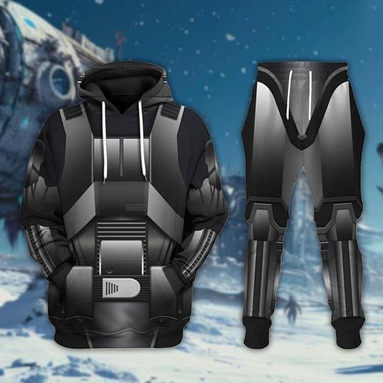 Discover Heavy Armor Hoodie Joggers Sets, Black Trooper Costume Outfit, Cosplay Tracksuit, Gift for Sci-Fi Fans, Galaxy Warrior Apparel