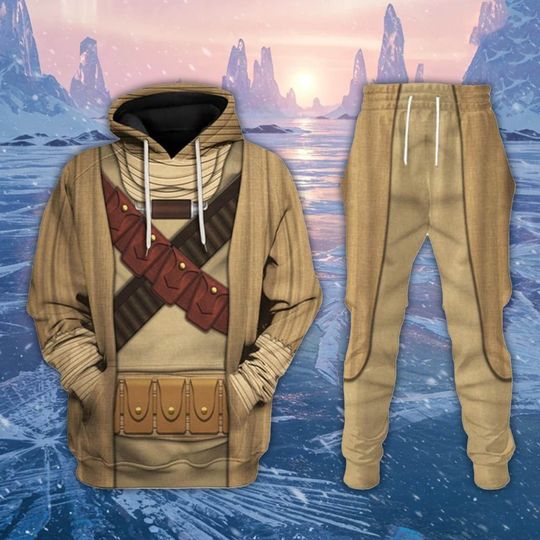 Discover Desert Scavenger Hoodie Joggers Sets, Beige Traveler Costume Outfit, Cosplay Tracksuit, Gift for Sci-Fi Fans, Galaxy Apparel