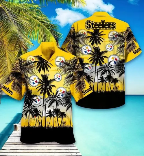 Discover Pittsburgh Steeler Tropical Sunset Hawaiian Shirt