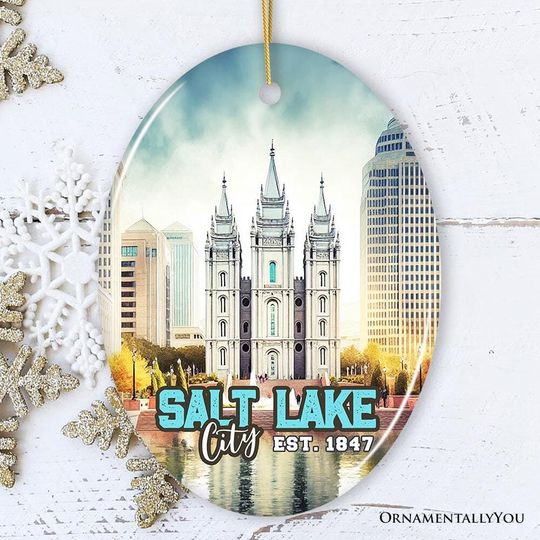 Discover Salt Lake Vintage Ceramic Ornament, Utah Temple Souvenir Christmas Decoration