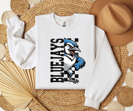 Discover Gildan Blue Jays Mascot Sweatshirt Hoodie, Retro Team Crewneck, College Game Day Shirt