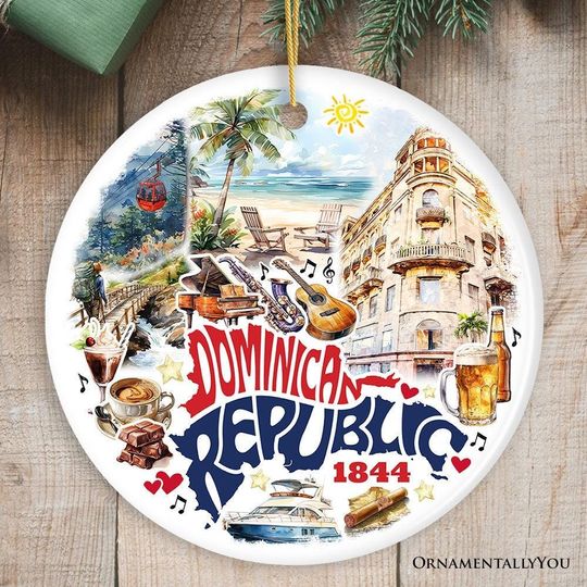 Discover Artistic Dominican Republic Handcrafted Ceramic Ornament, Cultural and Tropical Caribbean Souvenir Gift and Christmas Tree Decor