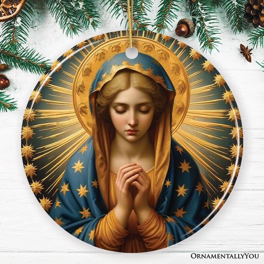 Discover Praying Virgin Mary Ceramic Ornament, Religious Painting Christmas Decoration Souvenir