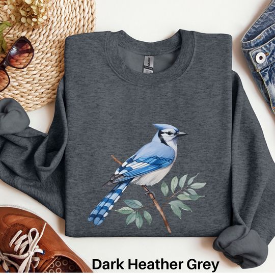 Blue Jay Sweatshirt, Bird Lover Gift, Blue Bird Shirt, Bird Watching Sweatshirt
