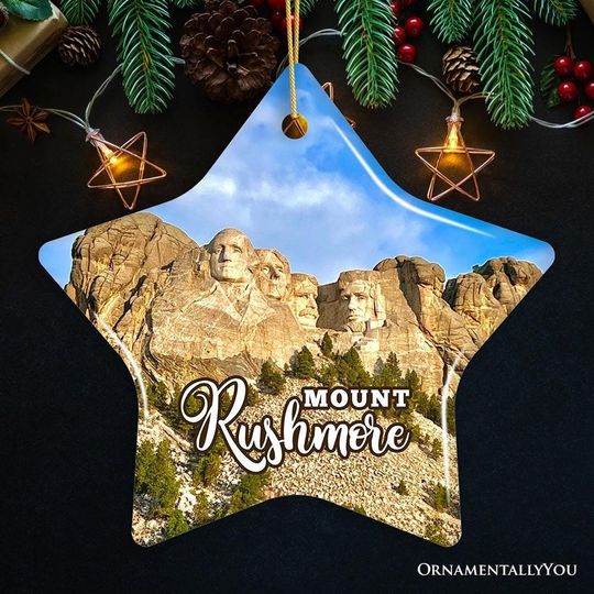 Discover Mount Rushmore National Memorial Scenic Ceramic Ornament, South Dakota Souvenir Christmas Decoration
