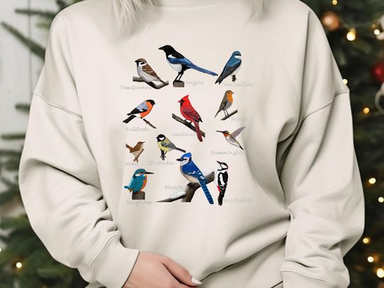 Discover Garden Birds Cardinal Blue Jay Hummingbird Robin Wren Finch T-Shirt, Sweatshirt, Hoodie, Tote Bag - 255997