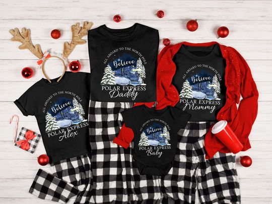 Discover Custom Christmas Polar Express Family Pajamas,Personalized Tee Xmas Matching Family For Holiday,Custom Sweatshirt Xmas Vacation Holiday