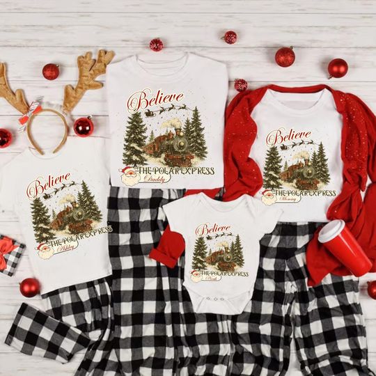 Discover Custom Polar Express Family Christmas Shirts, Family Matching Pajamas Sweatshirt, Polar Expres Xmas Shirt, Personalized Xmas Family Matching