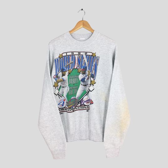 Vintage 90s Toronto Blue Jays vs Atlanta Braves Sweatshirt 1992 World Series Baseball Printed